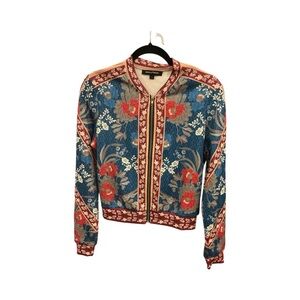 Jealous Tomato Floral Bomber Jacket | Boho Print Zip Up | Size M